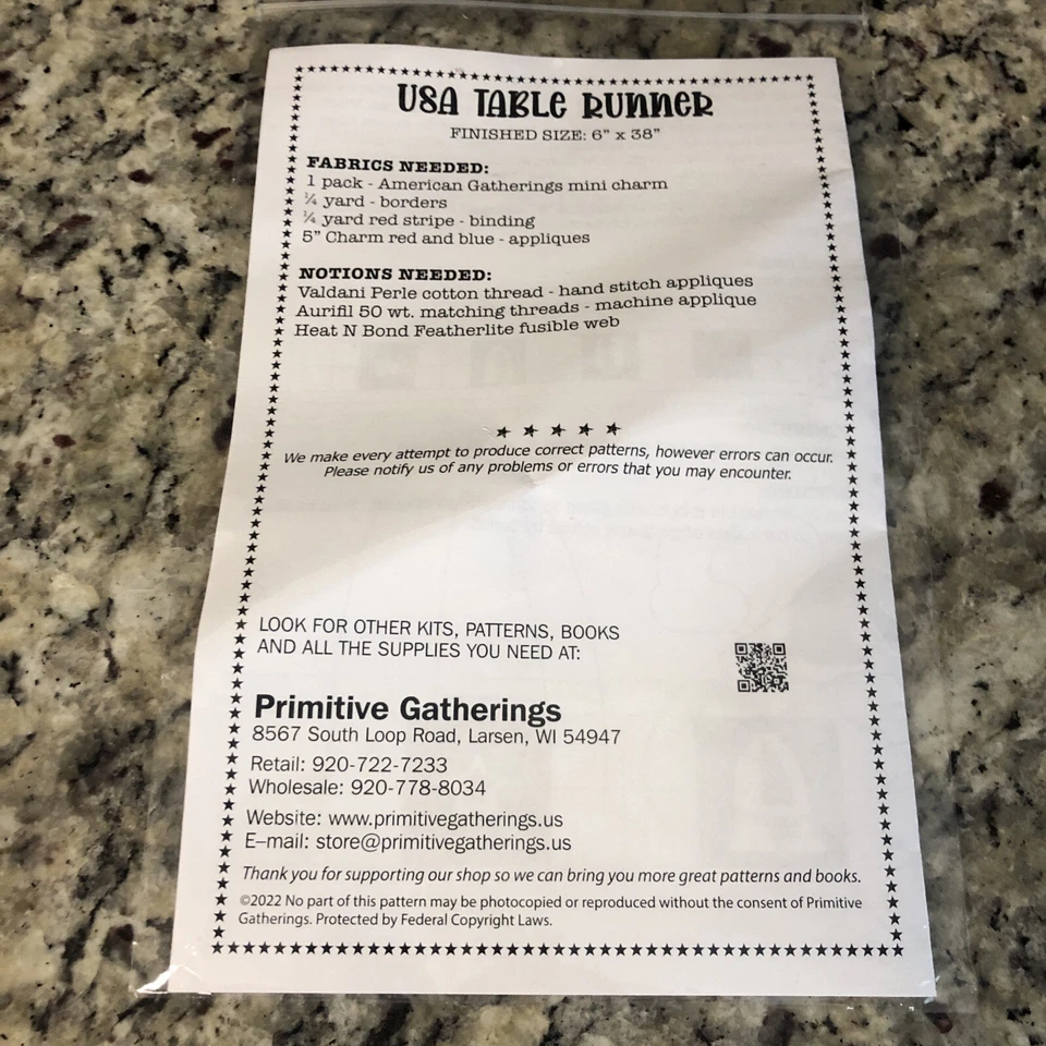 Patrón de corredor de mesa Primitive Gatherings USA Foto 2 de 4