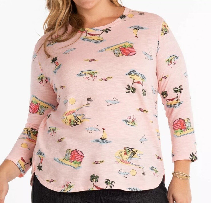 FRESH PRODUCT "BEACHY KEEN" CATALINA TOP ROSA BLUSH DONNA TG 3X