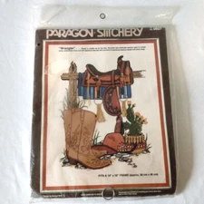 Vintage Paragon Needlecraft Wrangler Western Saddle Cowboy 1981 NEW 