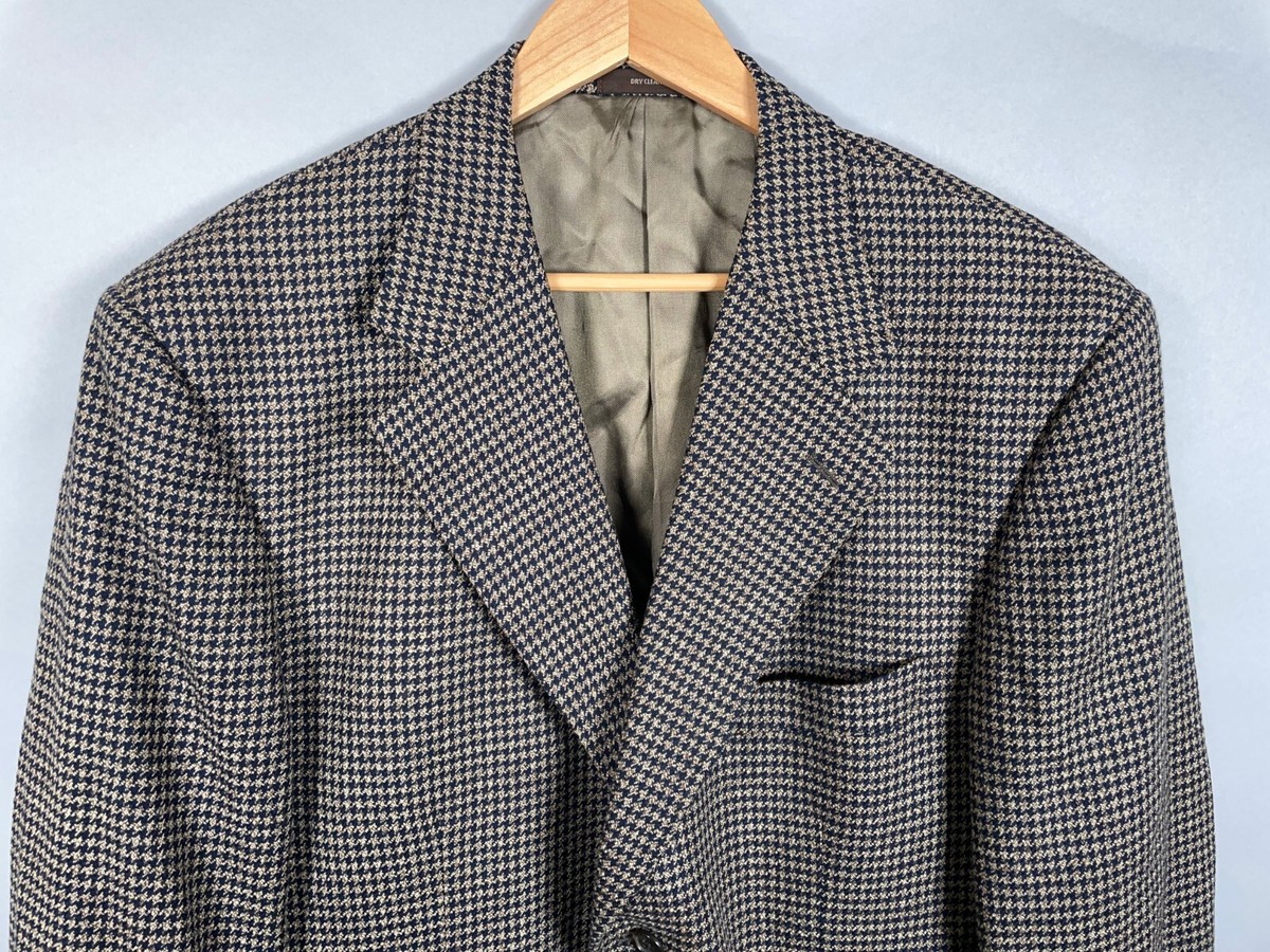 VTG Givenchy Monsieur Wool Houndstooth Blazer Mens 42 Regular