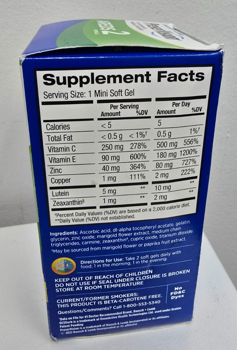 Bausch Lomb 90ct. PreserVision Areds 2 Eye Vitamin and Mineral *EXP: 12/2025*