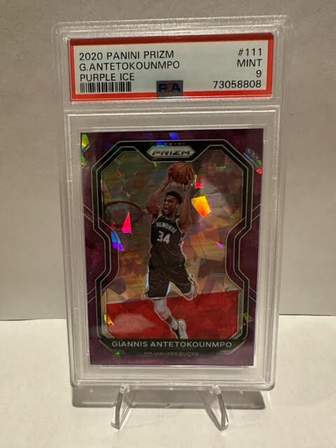 2020 Giannis Antetokounmpo Panini Prizm Purple Ice #111 PSA 9 Mint 55/175