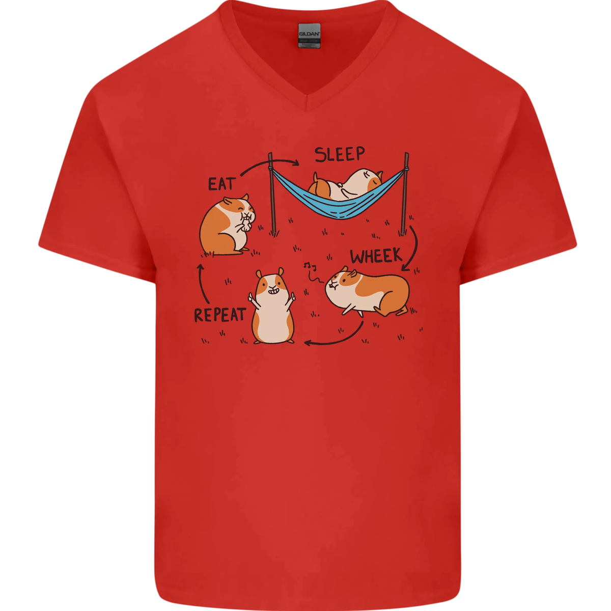 T-Shirt Uomo Divertente Con Criceto – 'Mangia, Sonno, Wheek, Ripeti' – 100% Cotone, Girocollo