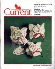 CURRENT Counted Cross Stitch Jar Toppers VINTAGE ©1989 KIT # 11044-5 3 Designs 