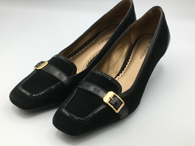 Naturalizer Quaint Leather Black Suede Pumps Heel Shoes M Womens 