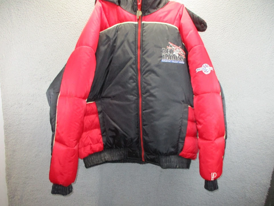 Chaqueta De Colección Jugador Profesional Para Hombres 2XL Negra Roja Scranton Wilkes Barre Red Barons Puffer Foto 4 de 4