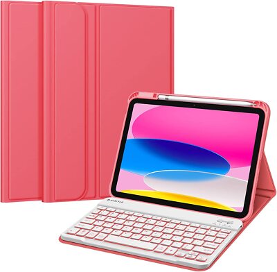 Étui Clavier Bluetooth Magnétique Pour IPad 11e/10e Génération 11" - Clavier Amovible, Support Réglable, Porte-Stylet - Rose