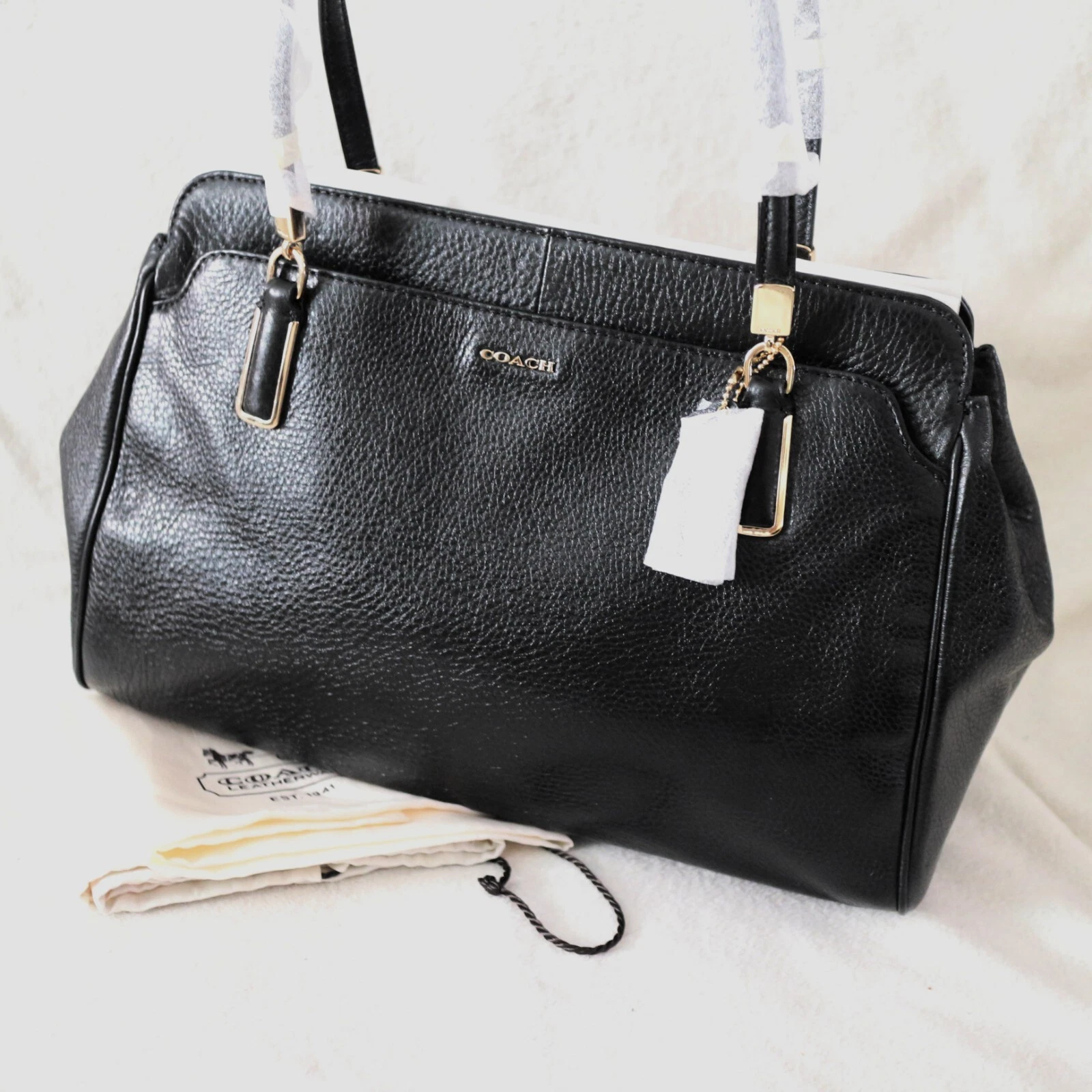 Borsa a tracolla Coach Madison Kimberly in pelle nera nuova con etichette nuova $398