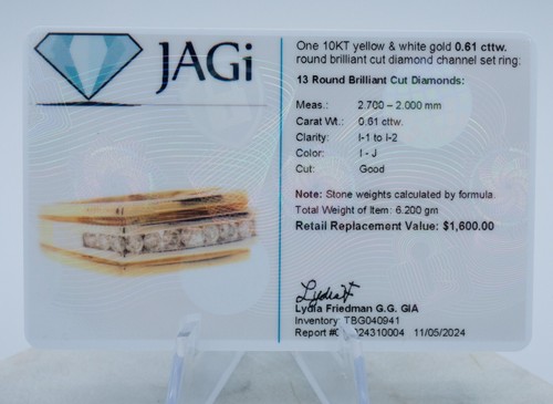 10KT Yellow Gold Men's 2-Tone .61cttw Natural Diamond Channel Set Wedding Band - Picture 14 of 14