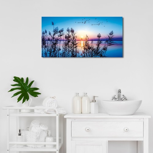 arteWOODS Sunset Lake Canvas Wall Art - Nature Pictures for Home Decor Reed B... - Picture 7 of 7