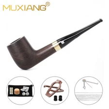 MUXIANG Ebony Billiard Tobacco Pipe Wooden Smoking Pipe 9mm Straight Taper Stem