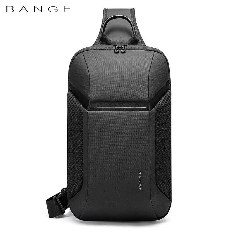 BANGE Black Waterproof Crossbody Shoulder Messenger Men Travel Chest schoolBag