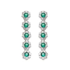 ORECCHINI OTTAVIANI PENDENTI Argentati OTTONE Placcato Con Zirconi Verdi 501048O