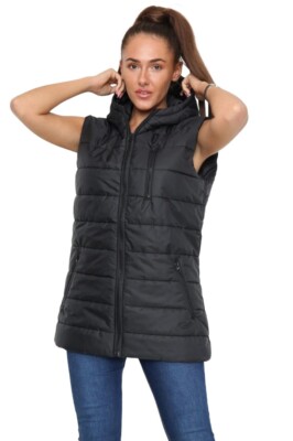 Giacca Puffer Senza Maniche Lunga Da Donna 3/4 Lunghezza Gilet