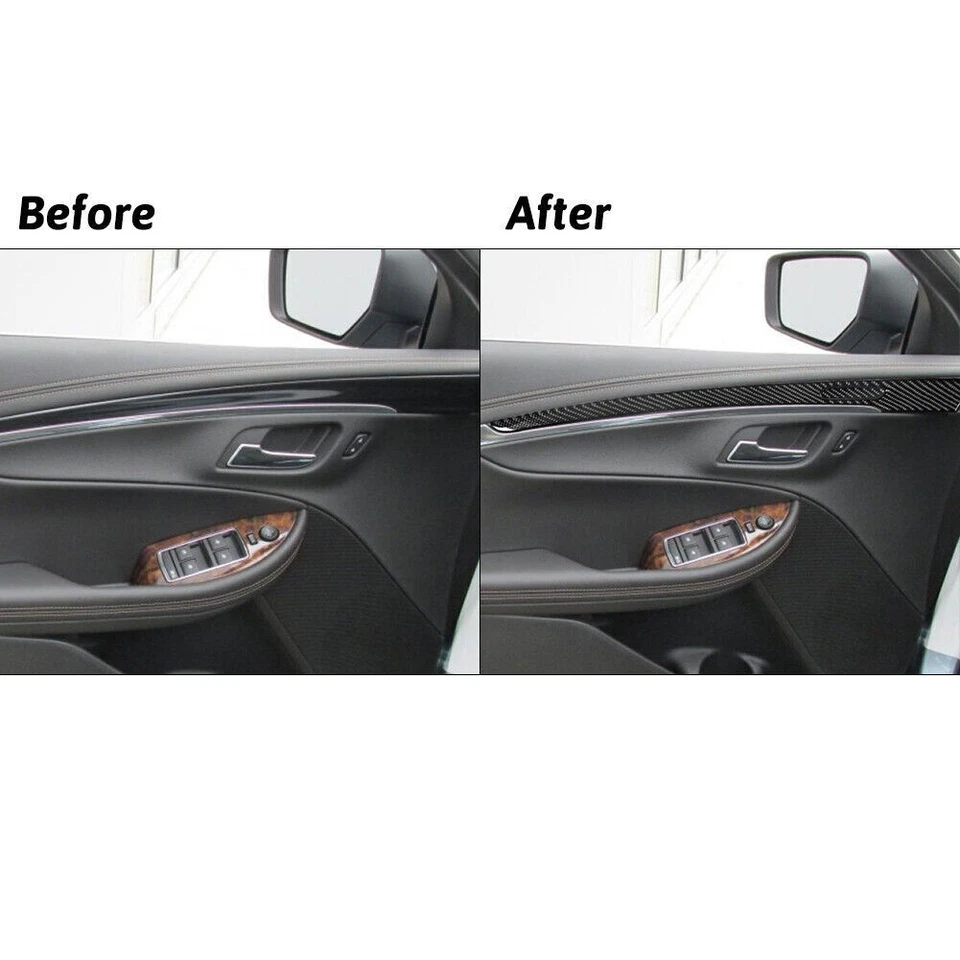 Cubierta interior del panel de la puerta de fibra de carbono para Chevrolet Impala 2014-2020 5 piezas Foto 3 de 4