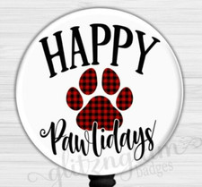 Merry Paw Christmas Retractable ID Badge Holder, Fun Holiday Badge Reel -GG6643D