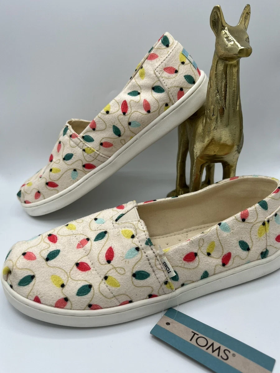 Toms Girls Shoes Casual Slip On Size 4 Natural Tree Lights Prints