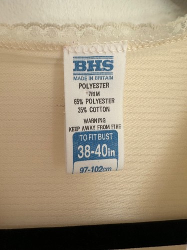 Vintage 90s BHS UK 14-16 Pullover Cream Dainty Bow Polyester Blend Nightdress - Picture 4 of 9