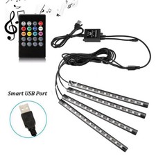 36 LED 4PCS Car Interior Atmosphere Neon Lights Strip Music Control Remote us