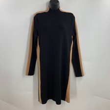 MNG Suit Women's Mock Neck Long Sleeve Two Tone Midi Sweater Dress Size XS