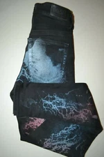 Diesel Womens Slandy Super Skinny High Waist Cosmic Tie Dye Black Jeans Sz 26x32