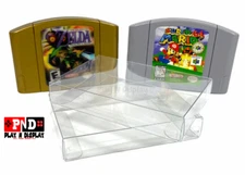 2 N64 Nintendo 64 Cartridge Cart Box Protectors Clear Plastic Case Sleeve Thick