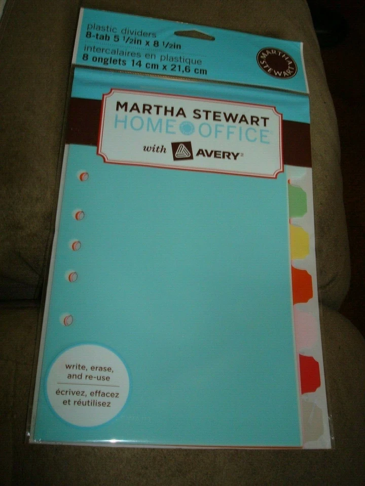 DIVISORES DE PLÁSTICO MARTHA STEWART OFICINA EN CASA 5 1/2" X 8 1/2" Foto 2 de 4