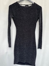 Lipsy Sparkley Long Sleeve Low Back Dress Size 10 Women's
