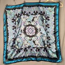 Womens Satin Scarf Lg Floral Paisley Design Square Fashion Wrap Shawl 39  X 39  