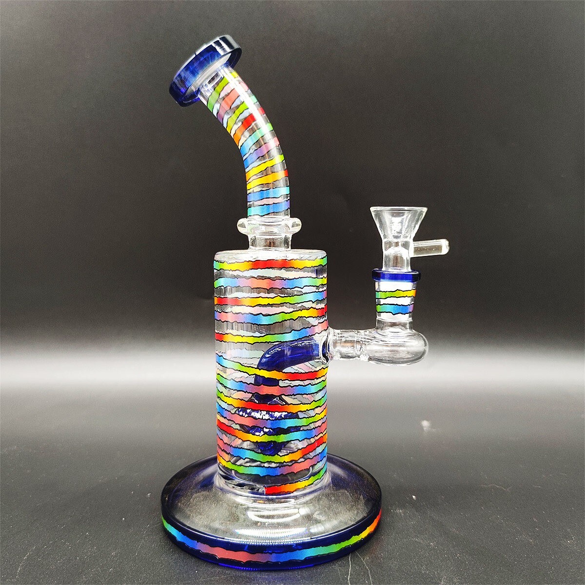 8 Inch Blue Cube Filter Glass Water Pipe Bongs Hookah Bong 14MM