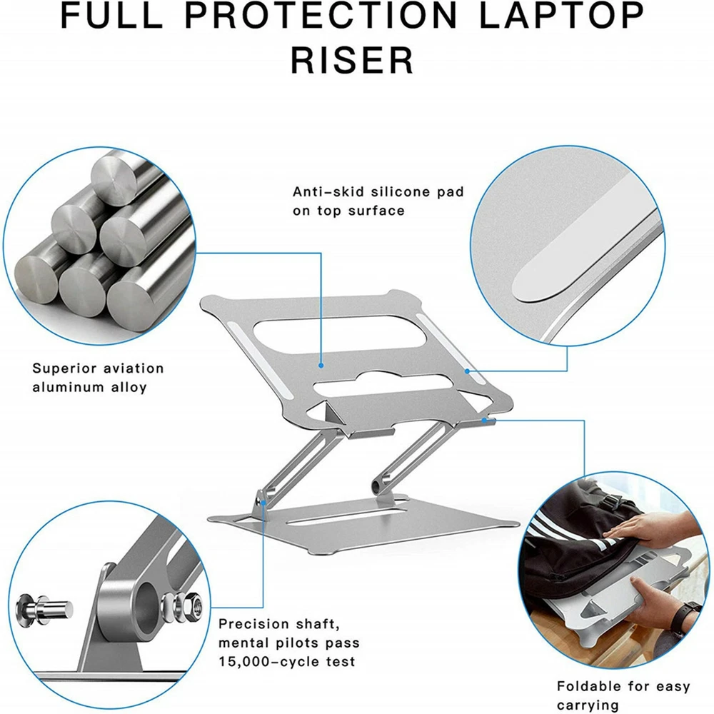 Adjustable Multi-Angle Laptop Stand with Heat Vent for Notebooks
