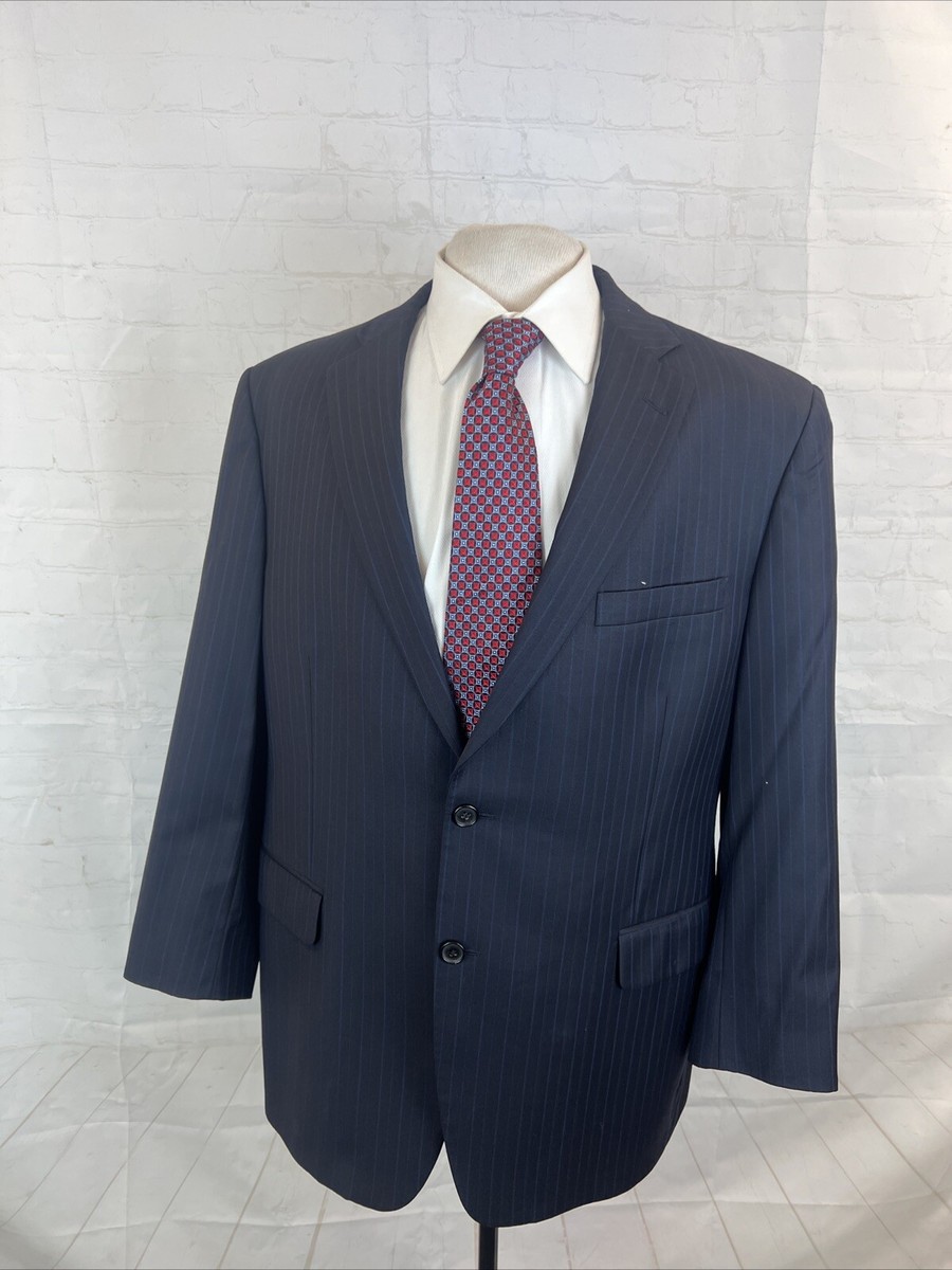 MADISON Brooks Brothers Men's Dark Navy Blue Stripe Wool Blend