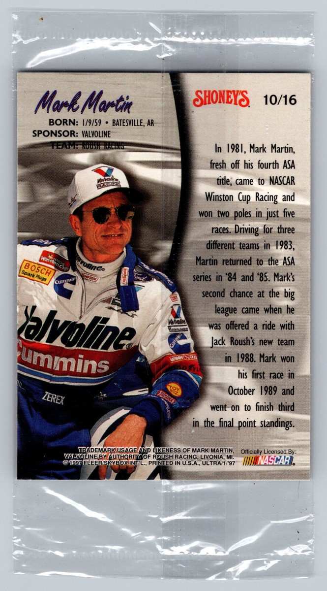 1997 Fleer Ultra Shoneys Promo #10/16 Mark Martin Sealed NASCAR