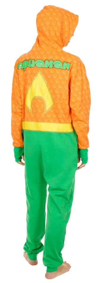 Pijama de una pieza con capucha Arthur Aquaman superhéroe de la Liga de la Justicia de DC Comics para adultos Foto 2 de 3