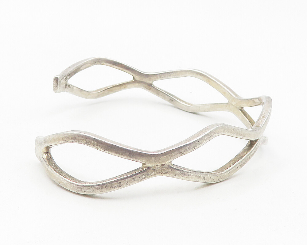 MEXICO 925 Sterling Silver Vintage Open Diamond Shape Cuff