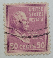 U.S.  Postage Stamp ~ William Howard Taft ~ 50₵ Purple ~ Posted ~ c.1938 ~ Z7