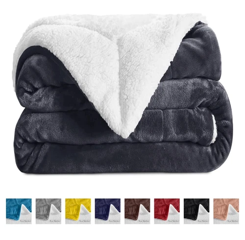 Sherpa Fleece Blanket Large Bed Sofa Reversible Blankets Throws Twin Queen Size
