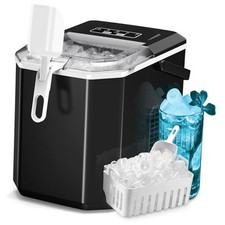 Countertop Ice Maker, 26Lbs/24H, 9 Bullet Cubes in 6 Mins, Self-Cleaning Black