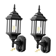 Motion Sensor Outdoor Lights, 2 Pack 16 inch Dusk to Dawn 2 Pack - Black