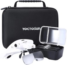 Magnifying Glasses With LED Light 5 Interchangeable Lenses Headband Storage Case