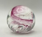 Caithness CUG Pink & Clear Art Glass Swirl Paperweight Hand Blown Decorative Orb