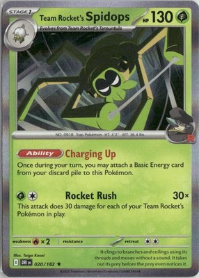 Team Rocket's Spidops 20/182 Rare Deck Exclusives Pokemon Near Mint