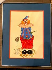 Vintage 1977 Joe O'Donovan Signed Clown Art - 22x17" Framed Watercolor Original