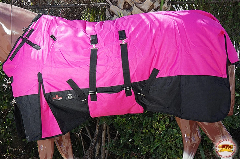 83HI Hilason 600D Invierno Impermeable Caballo Asistencia Manta Vientre Envoltura Rosa Foto 3 de 4
