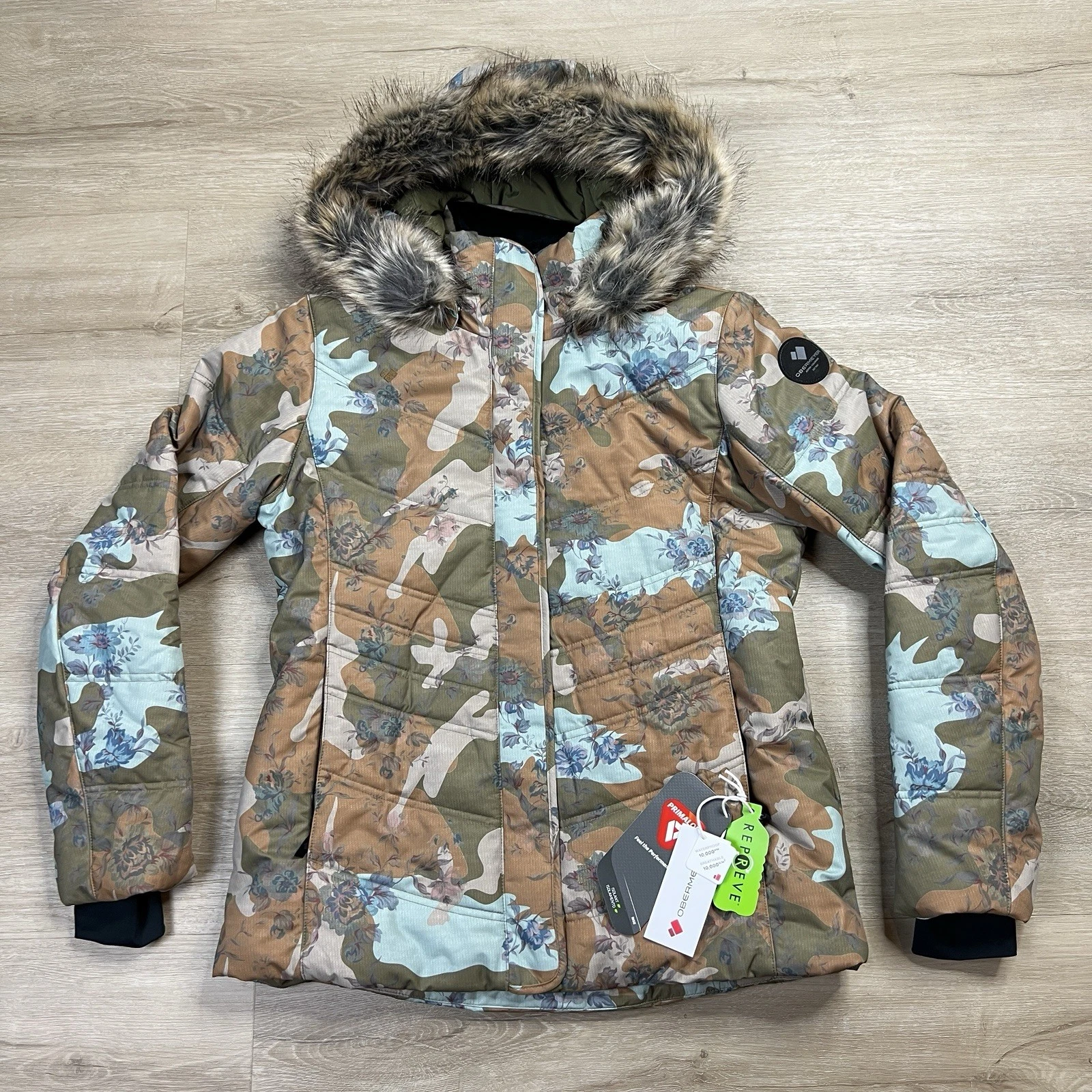 Obermeyer Tuscany II Jacket Hooded Ski Snow Vintage Camo Womens Size 10 NWT