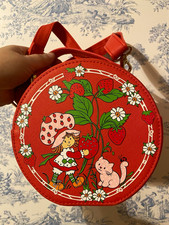 Strawberry Shortcake Red Round Crossbody Bag Zip Graphic Print Detachable Strap