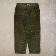 Vintage Relaxed Fit Jumbo Cord Trousers W36 L30 Men's Green Corduroy