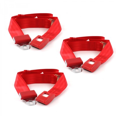 Chevy II 1962-1965 Standard 2pt Red Lap Bench Seat Belt Kit - 3 Belts SafTboy 