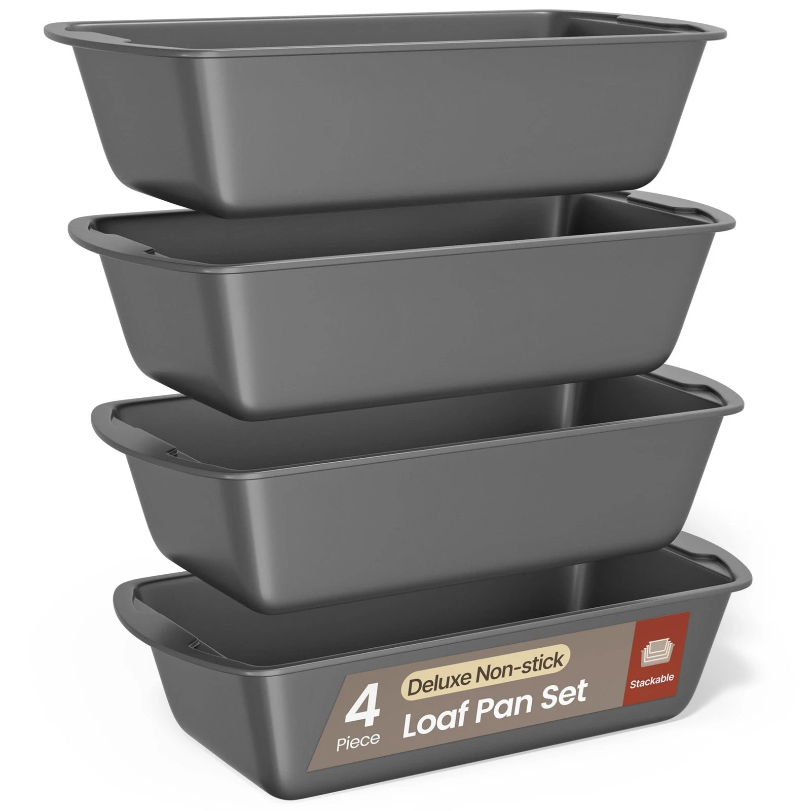 Bakken Swiss Loaf Pan Set 4Piece Deluxe Nonstick Carbon Steel Bakeware for P...