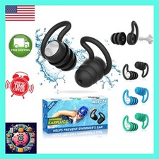Swimming Ear Plugs Waterproof Earplugs - 3 Pairs Silicone Swim Ear Plugs for Adu